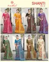 Shanti Vol 14 By Kashvi Bright Moss Foil Printed Saree Collection

